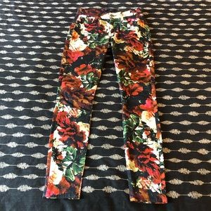 7 For All Mankind floral rose print skinny pants